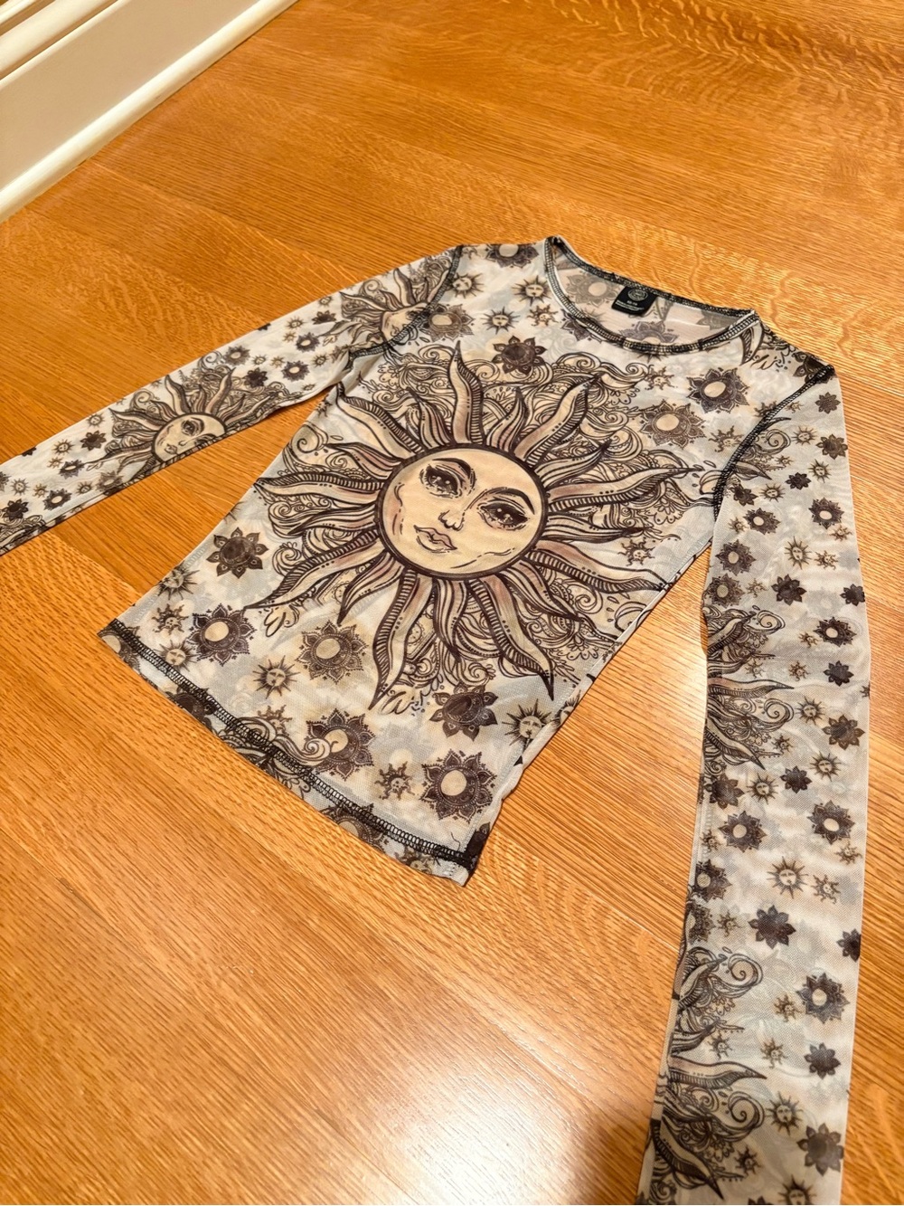 Urban Outfitters UO Sun Tattoo Celestial Mesh Top Size XS NWOT